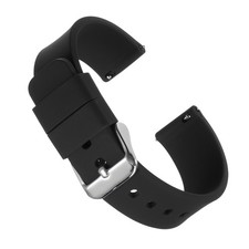 Silicone Watch Band 16mm Quick Release Spring Bar Soft Rubber Watch Strap Black