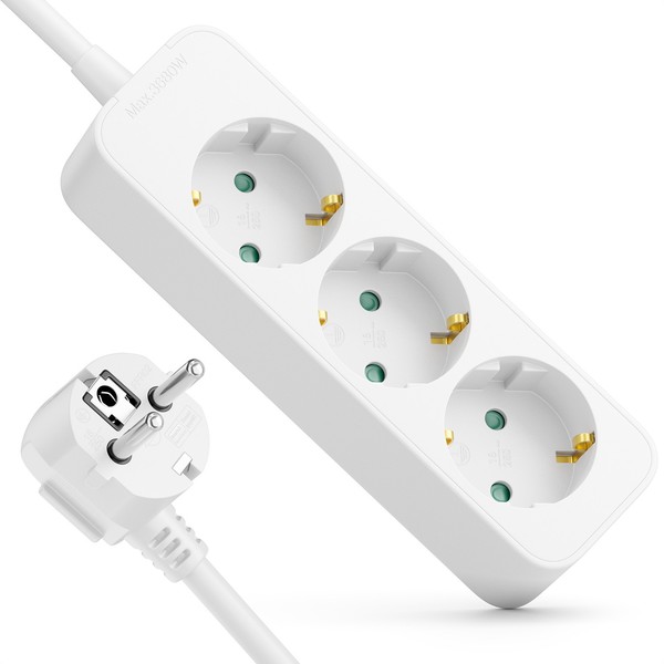 Steckdosenleiste 3-Fach Mehrfachsteckdose 3M Kabel Steckerleiste Strom 3680W-image