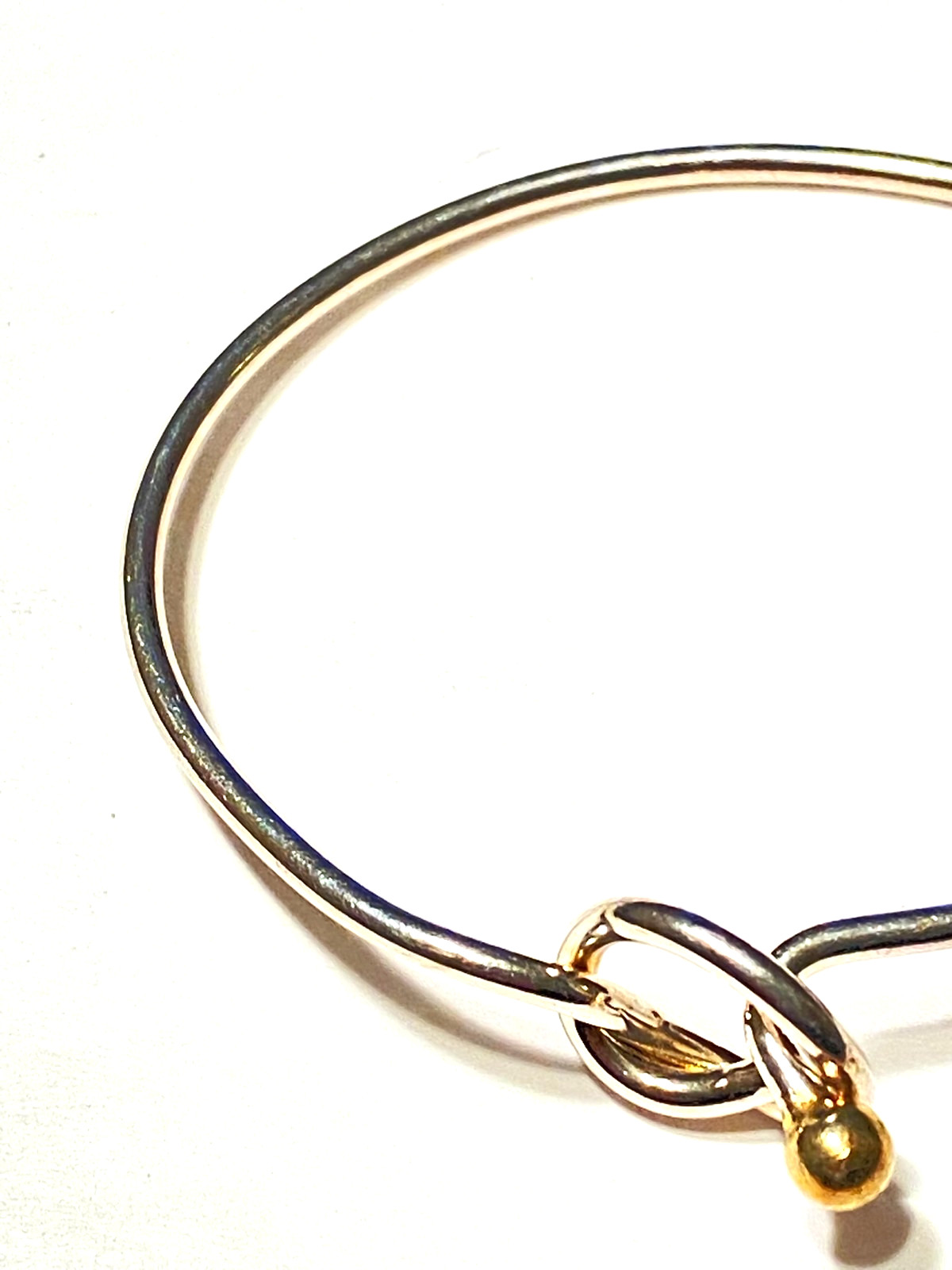 Bangle Bracelet Silver Tone Hook Under Loop Style - image 6