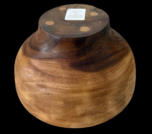 POTTERY BARN LARGE & HEAVY MUNGUR / SUAR WOODEN TAPERED 13 1/2" X 7" SOLID BOWL - Picture 10 of 14