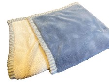 1T WOW LN CHICK PEA Blue White Plush Sherpa baby crib Blanket