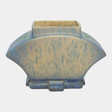 Roseville Futura Blue 1928 Vintage Art Deco Pottery Ceramic Fan Vase 82-6