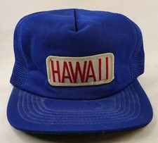 Vintage 80s Hawaii Plate Adjustable Snapback Blue Trucker Hat
