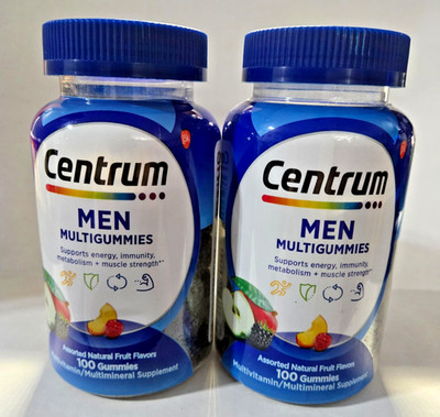 2 Centrum MEN Multigummies 100 Count Each Fruit Flavor 12/26