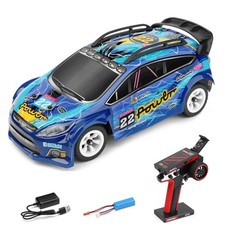Blue 4Wd Remote Control Car 30Kmh Rc Vehicle With Led Lights And Rubber Tires