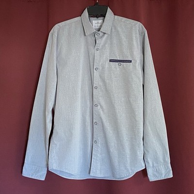 Craft + Flow Dress Shirt Mens Medium Light Gray Long Sleeve Button Up