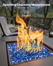 VEVOR Cobalt Blue Reflective Fire Glass - 10LBS, High-Temperature & Smokeless fo
