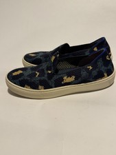 Rothy's  The Original Slip On Sneaker Womens Sz 6 Shoes Blue Leopard