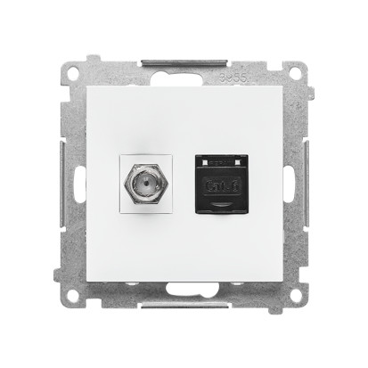 55 MODULE WHITE MATT TV SOCKET TYPE F+ SOCKET TASFRJ45.01/111