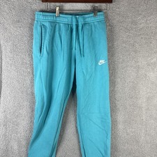 Nike Sweatpants Mens Small Blue Fleece Joggers Elastic Waist Cuffed Swoosh