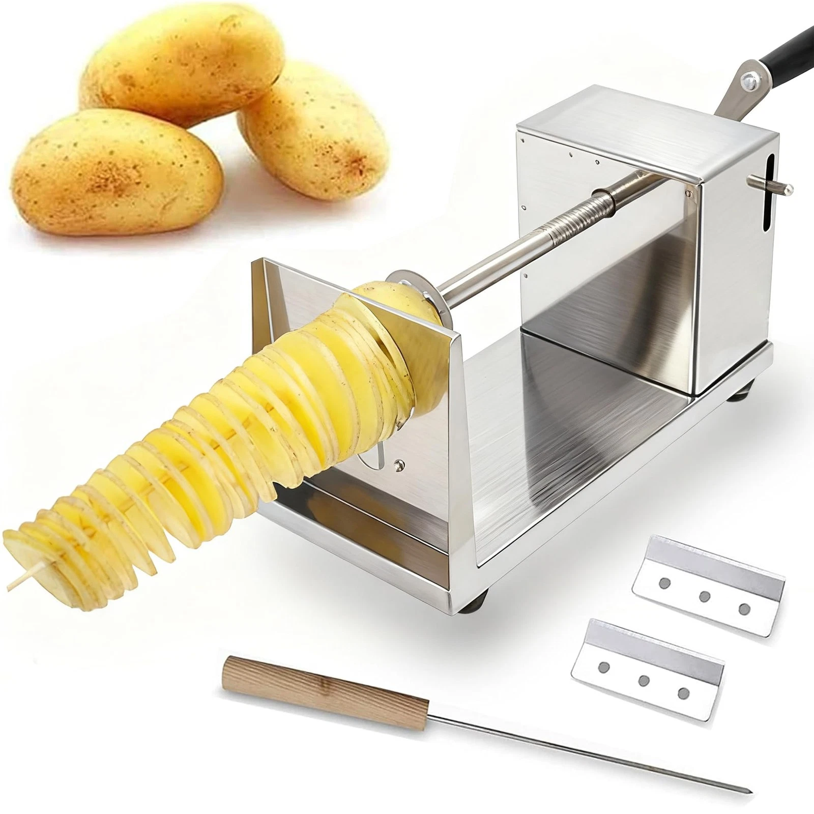 Tornado Potato Spiral Cutter, Manual Stainless Steel Potatoes Twister Cutter