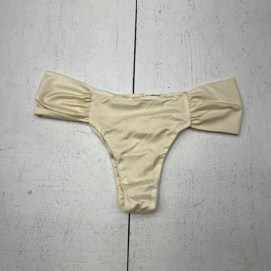 Calzedonia Buttercream White Shiny Satin Swimsuit Bottoms Women's Size  Small NEW