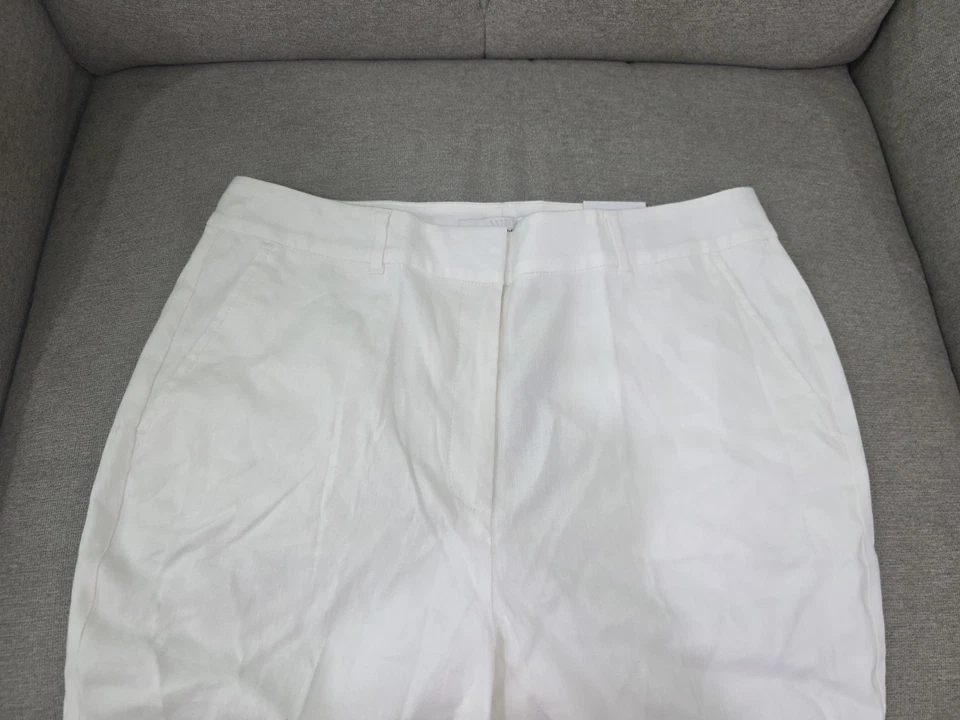 Брюки расклешенные White House Black Market белые льняные, цвет белый, размер 12 - Изображение 3 из 4