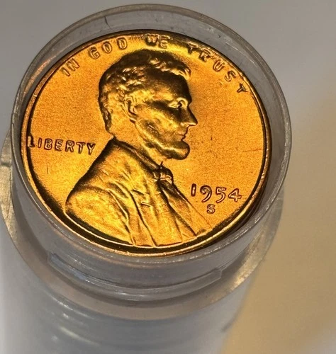 1954 S Lincoln Wheat Cent roll -SUPERB GEM BU RED GEMS