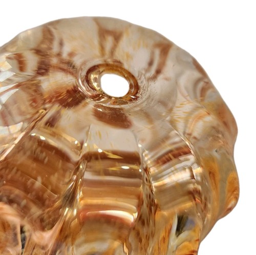 Orange Speckled & Clear Hand Blown Pumpkin Glass Spiral Stem - Picture 8 of 11