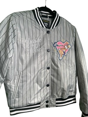 Looney Tunes Pinstripe Varsity  Decide Your Vibe  Women s Medium Bomber Jacket.