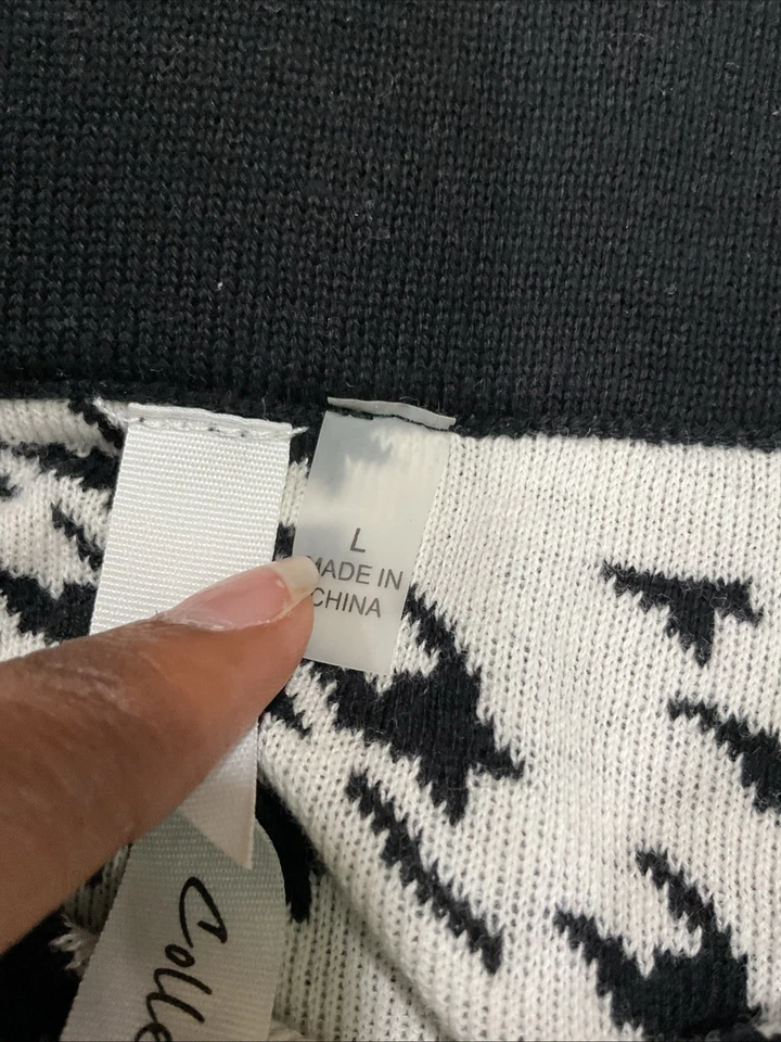 Ny Collection Women’s Black White Color 100% Cotton Skirt Size L - Image 4 of 4