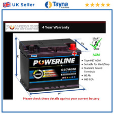 AGM Battery fits ROLLS ROYCE CULLINAN GHOST 6.75 2018 on Stop Start 027 AGM New