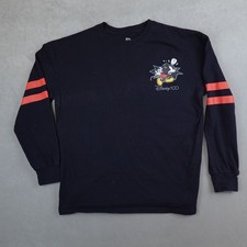 Disney 100 Sweatshirt Retro Mickey Mouse Long Sleeve Shirt Black Size Large