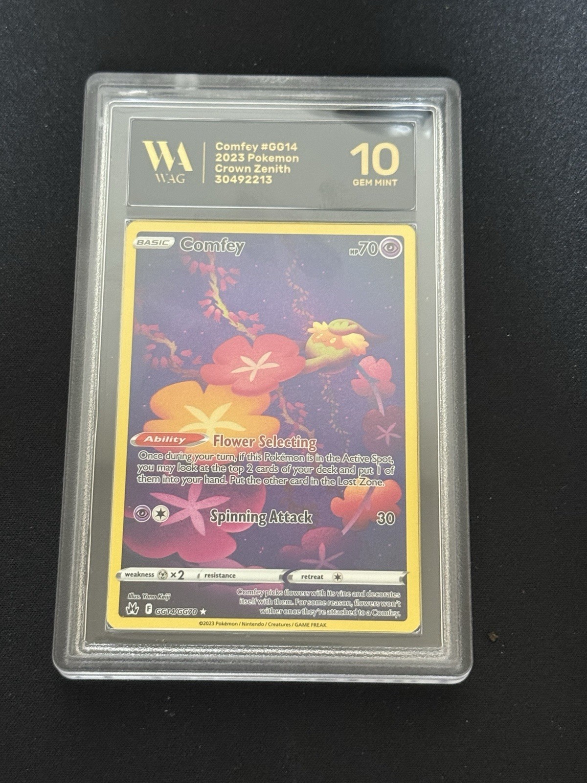2023 Pokémon Comfey Crown Zenith Galarian Gallery GG14/GG70 Full Art Holo WAG 10