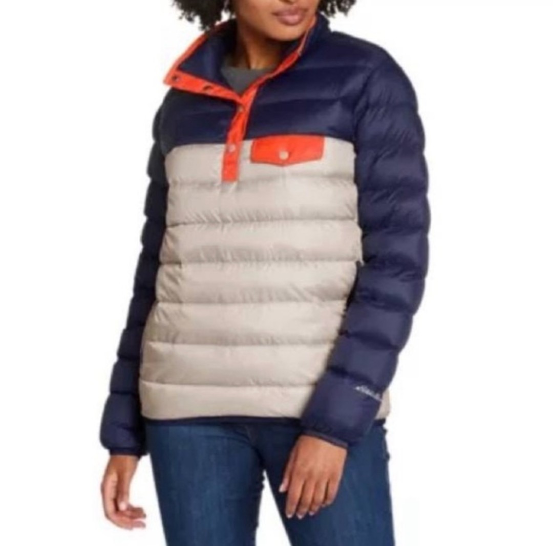 Eddie Bauer Stratuslite Jacket Womens T2XL 650 Down Fill 1/4 Snap Pullover Warm