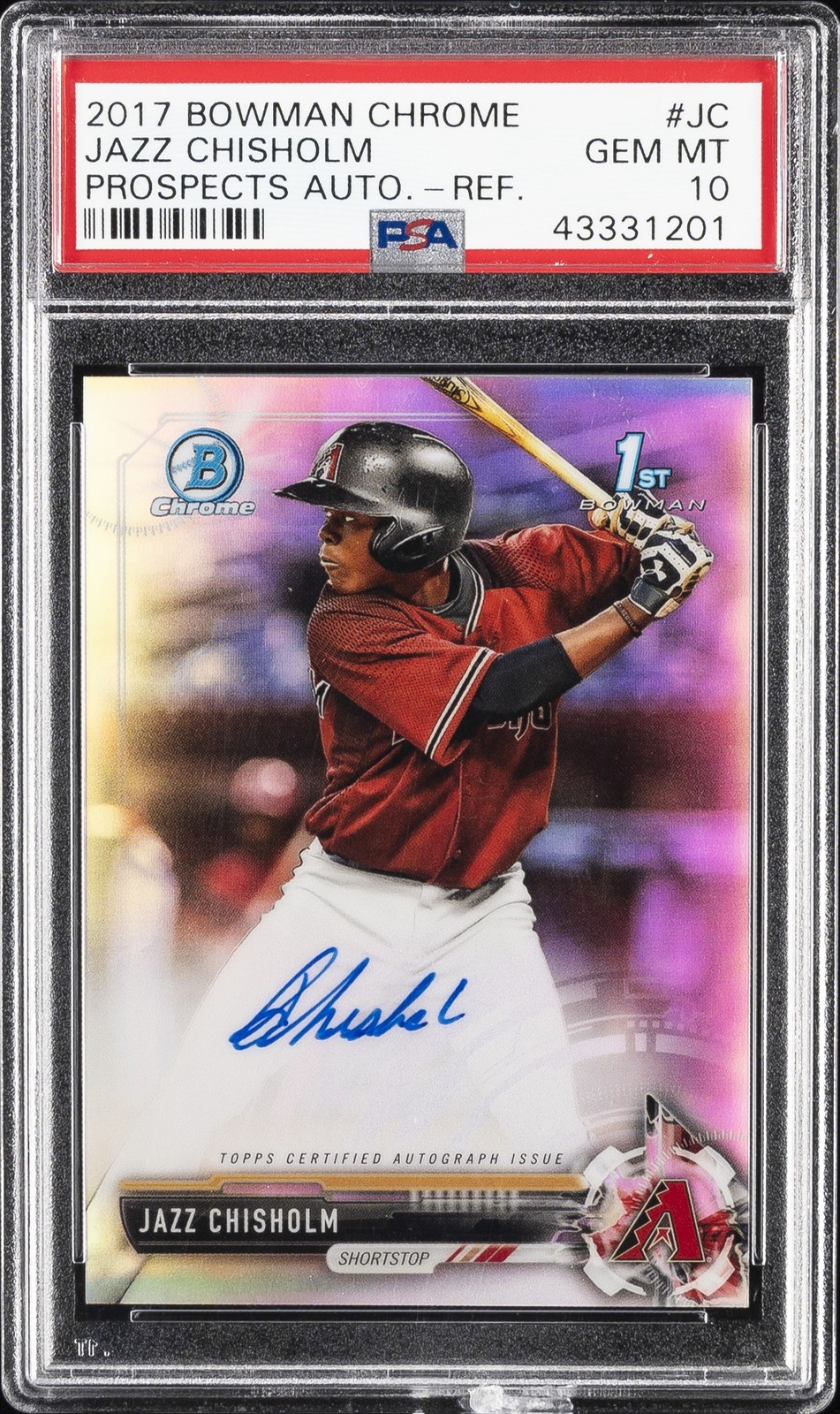 2017 BOWMAN CHROME PROSPECT AUTO REFRACTOR #JC JAZZ CHISHOLM #/499 PSA 10 AUTO
