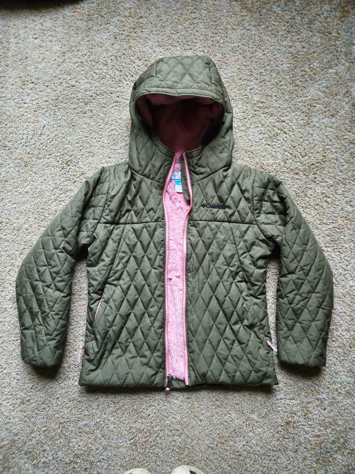Columbia Bella Plush Jacket Quilted Exterior Soft Fleece Lining Girls Small 7/8
