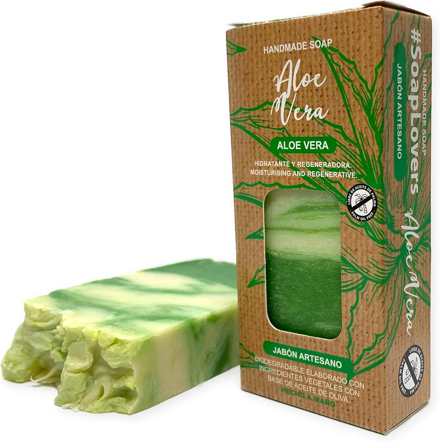 Jabón Natural De Aloe Vera - Jabon De Manos, Cuerpo, Y Cara Hidratante Y Regener