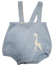 Vintage Liliputian Bazaar Best Co Infant Cotton Overalls Size M Blue Giraffe