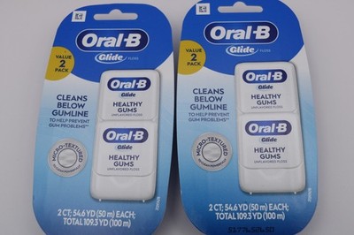 Oral-B Glide Dental Floss Micro Textured Unflavored 50m 2ct Lot of 2