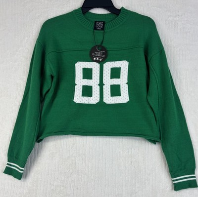 FCT WITH LOVE Women's Green 88 Graphic Cropped Knit Sweater Size Medium NWT