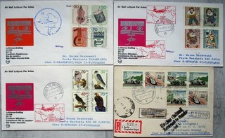 4 Lufthansa Erstflug Briefe mit Berlin Marken 1 x Reco Jahr 1974
