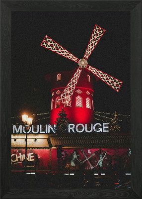 Moulin Rouge bei Nacht Gerahmtes Wandbild Poster Leinwanddruck Bild
