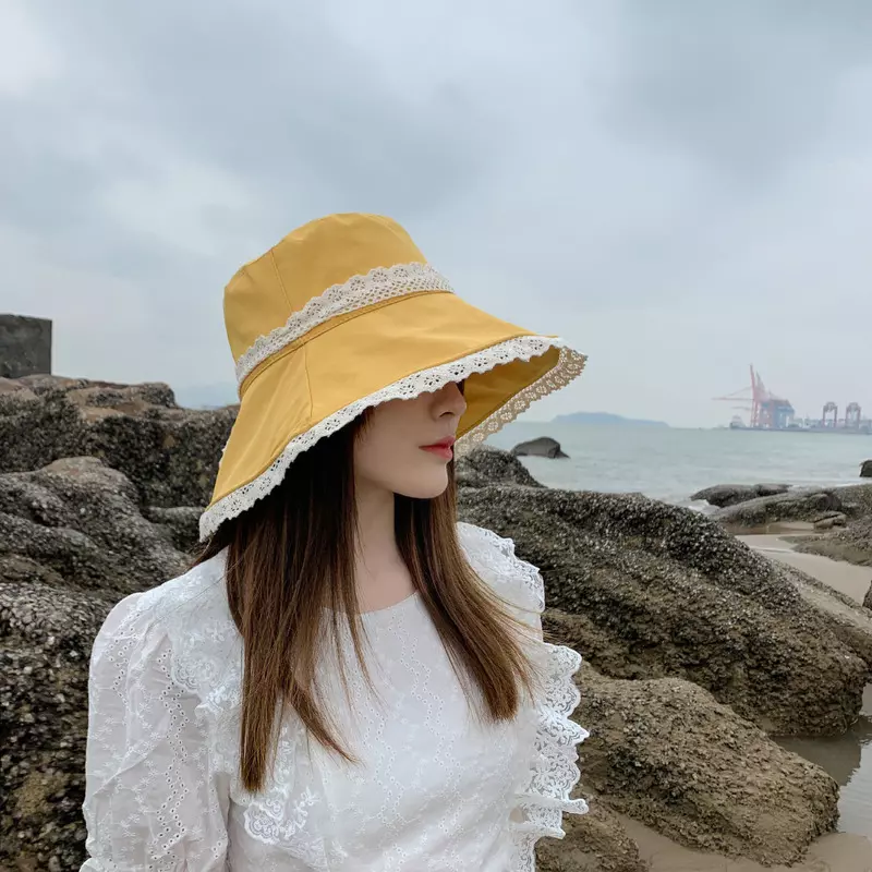 Women Fishing Hat Bucket Cap Bush Sun Wide Lace Brim Beach Summer