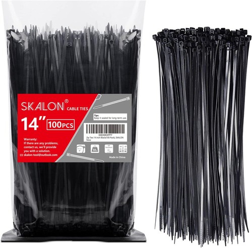 100 Attaches Fermeture Éclair Câble 14" Noir 50Lb Résistant UV Intérieur/Extérieur Fils Autobloquants - Photo 12/14