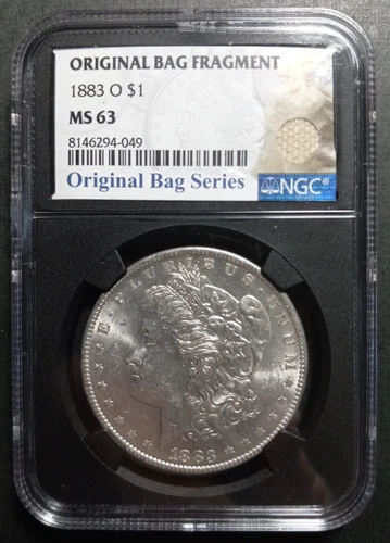 1883 O - Morgan Silver Dollar - NGC MS 63 - Original Bag Fragment Holder    (S1)