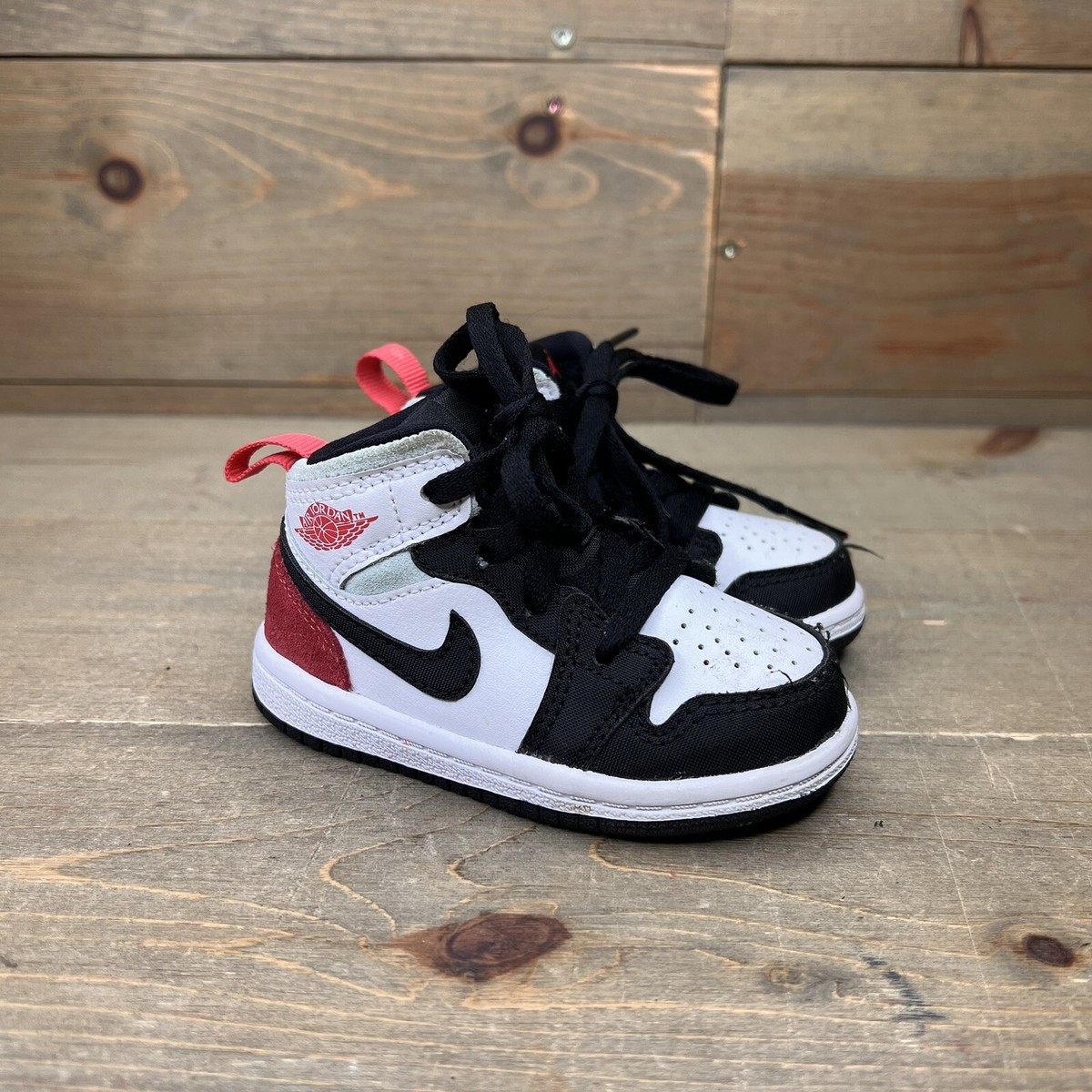 Nike Air Jordan 1 Mid SE White Black Red Union BQ6933-100 PS