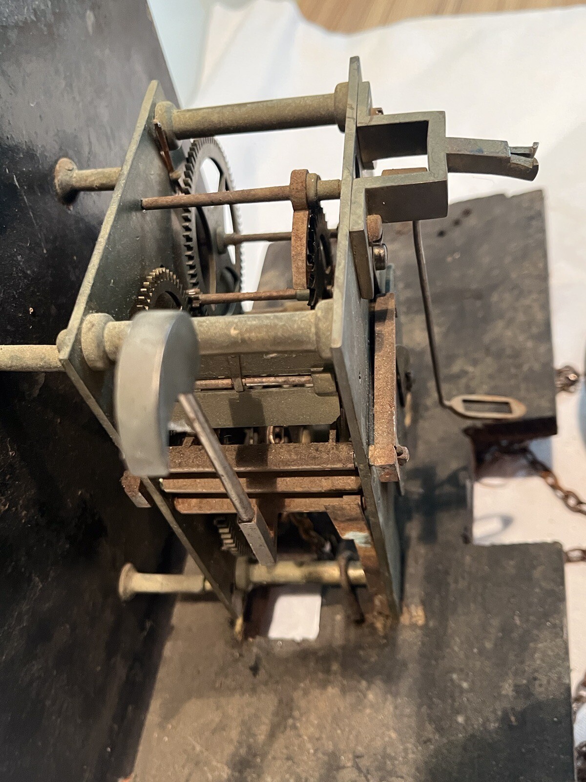 antique Longcase clock Face , Mechanism, Weights , Bell For Restoration