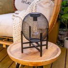 Solar Powered Lantern Light Table Lamp Black Mesh Globe Shade Garden Décor IP44