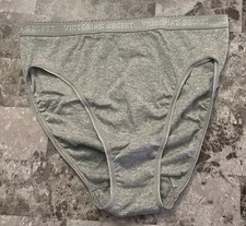 NWOT VICTORIA'S SECRET LARGE GRAY 100 COTTON VINTAGE RARE HI LEG BRIEF PANTIES