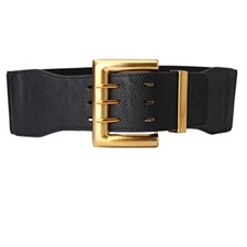 3 Rows Womens Elastic Leather Waist Belt for Dress Wide Stretchy Straps Gold Top