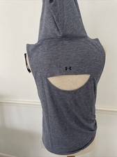 UNDER ARMOUR Women  s Medium Breathe Sleeveless Lt Gray Soft Light Gym Hoodie