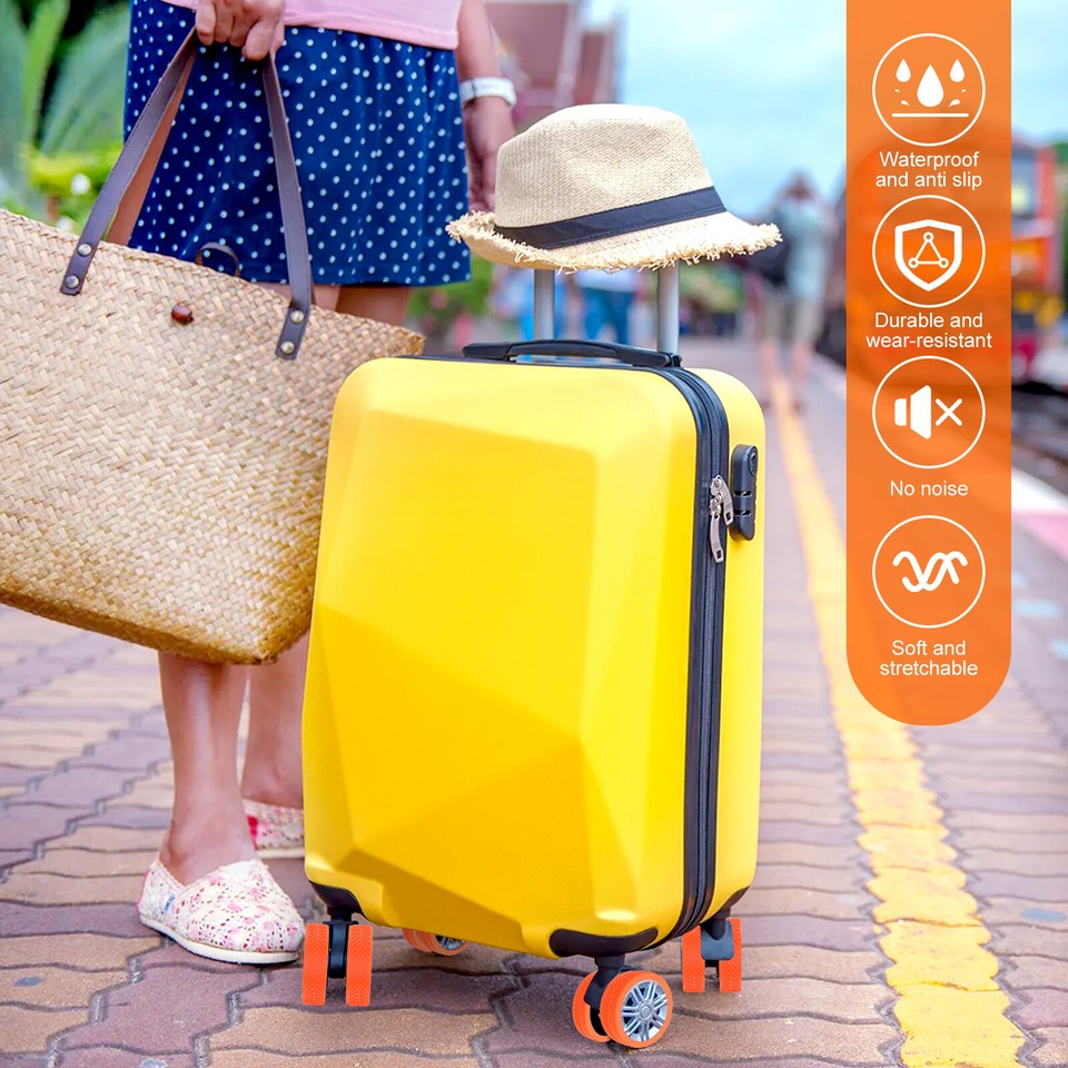 8Pcs Luggage Suitcase Wheel Cover Waterproof Silicone Luggage Caster
