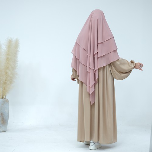 3 Layer Khimar Overhead Prayer Hijab Scarf Muslim Niqab Robe Nikab Abaya Ramadan - Picture 55 of 63