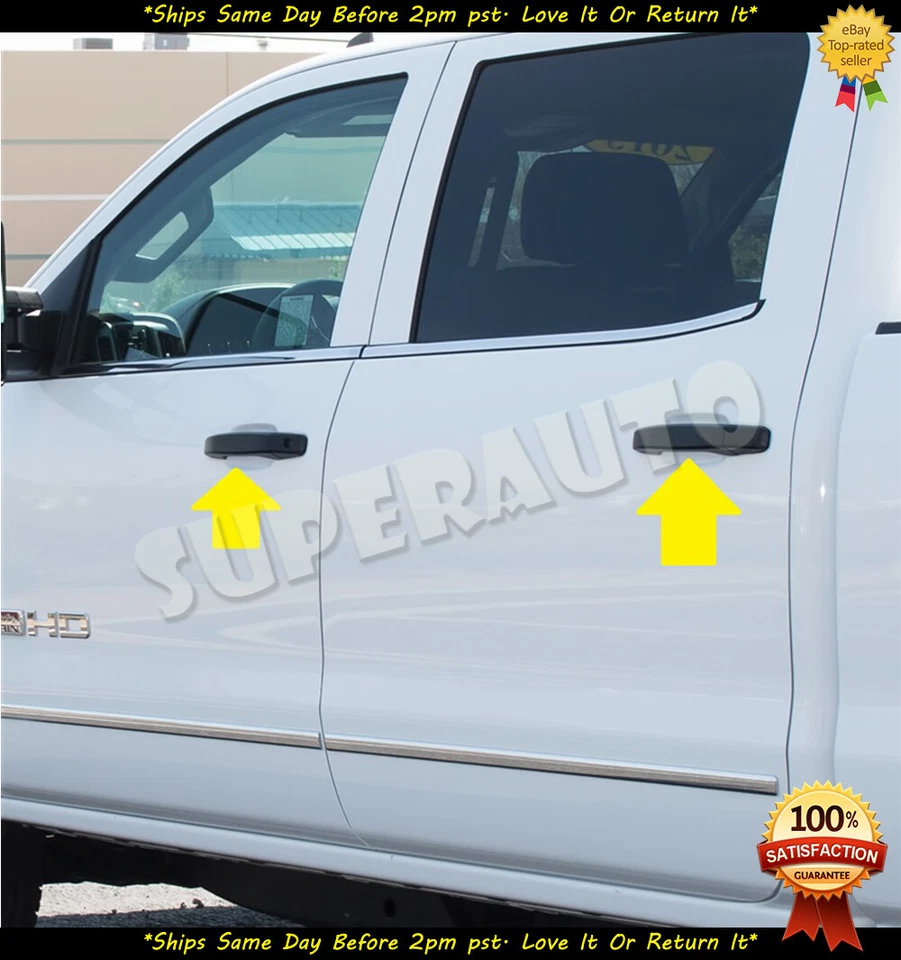 Cubiertas de manija de puerta negras doble para Chevrolet Silverado 1500+2500+3500 2014-2019 Foto 2 de 3