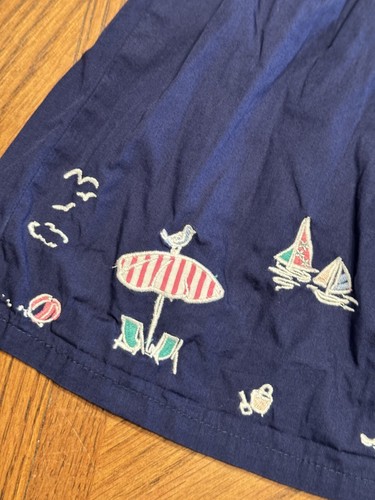 Baby Girls Gymboree Shore to Love Navy Striped Seaside Embroidered Dress 18 24 - Picture 5 of 9