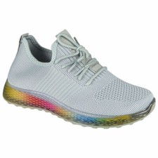 Womens Sock Trainers Sneakers Ladies Slip On Jogging Rainbow Pumps Shoes UK 3-8