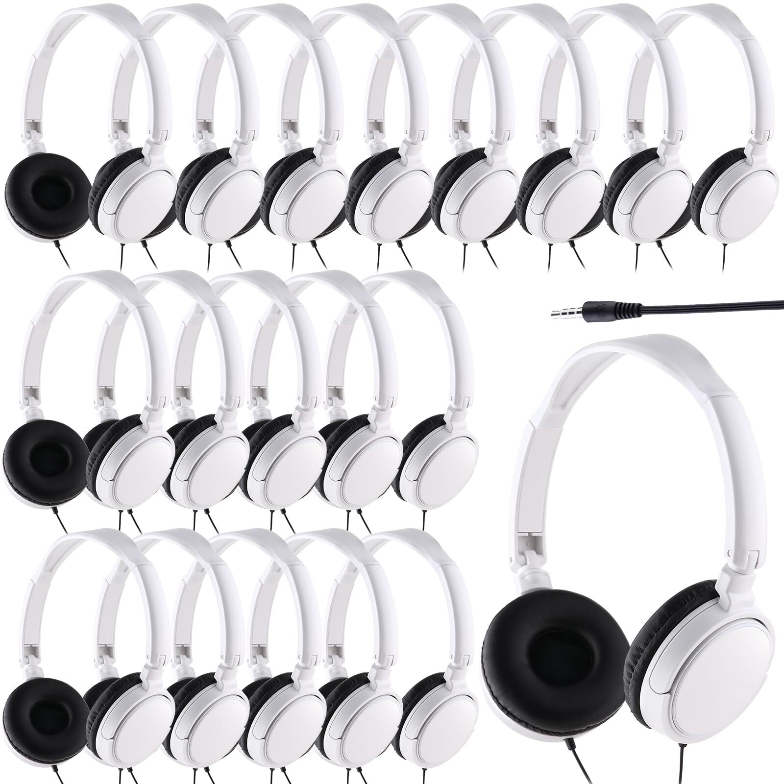 18-Pack Wired Classroom Headphones for Students Bulk School Headsets  