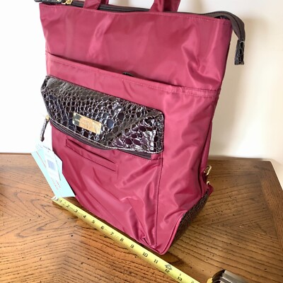 Samantha Brown Convertible Backpack Burgundy Nylon Croco  display picture 3