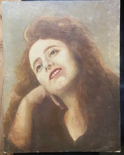 Oil Painting Portrait Young Woman Signed S. 1952 Polli Antique Portrait Face